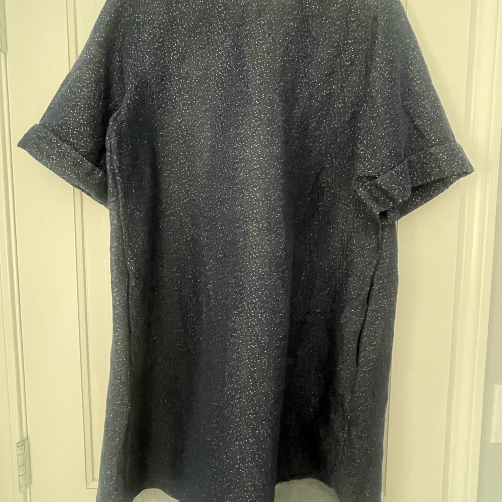COS indigo  white speckled dress. Short sleeve linen cotton casual